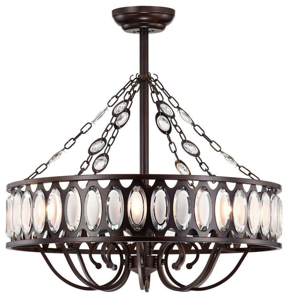WAREHOUSE OF TIFFANY'S CFL-8463AB Jamen 31 in. 8-Light Indoor Bronze Finish