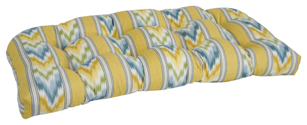 42"X19" U-Shaped Patterned Tufted Settee/Bench Cushion, Libella Cornsilk