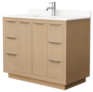 Maroni 42" Light Straw Single Vanity, White Quartz Top, 1-Hole, Nickel Trim