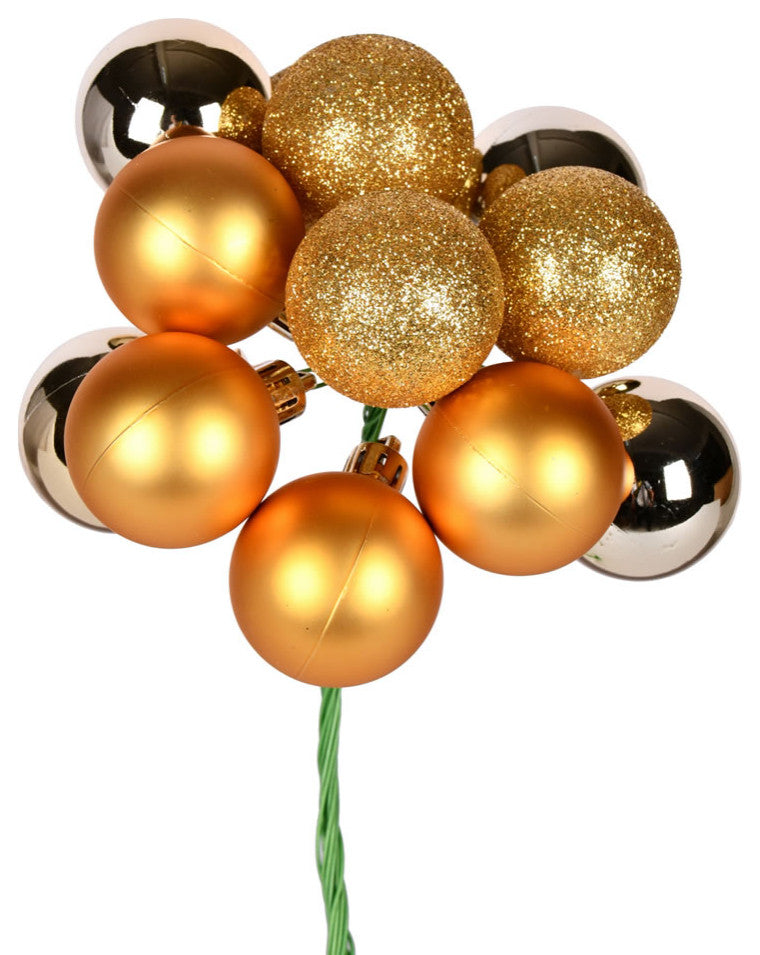 12" Gold Ball Ornament Pick 4/Bg