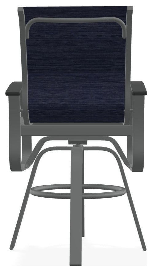 Belle Isle Sling Bar Height Outdoor Swivel Armchair, Collect Indigo/Graphite