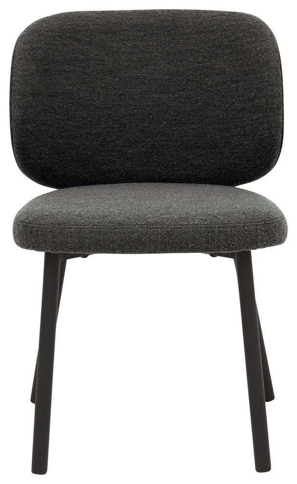 Mid-Century Modern Curved Back DIning Chair, Set of 2, Deep Gray Boucle, Dining Height