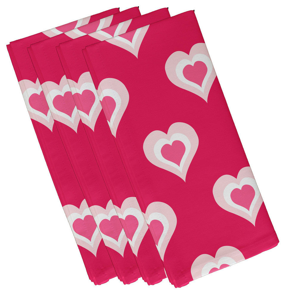 Valentine Print Napkin, Fuschia, Set of 4