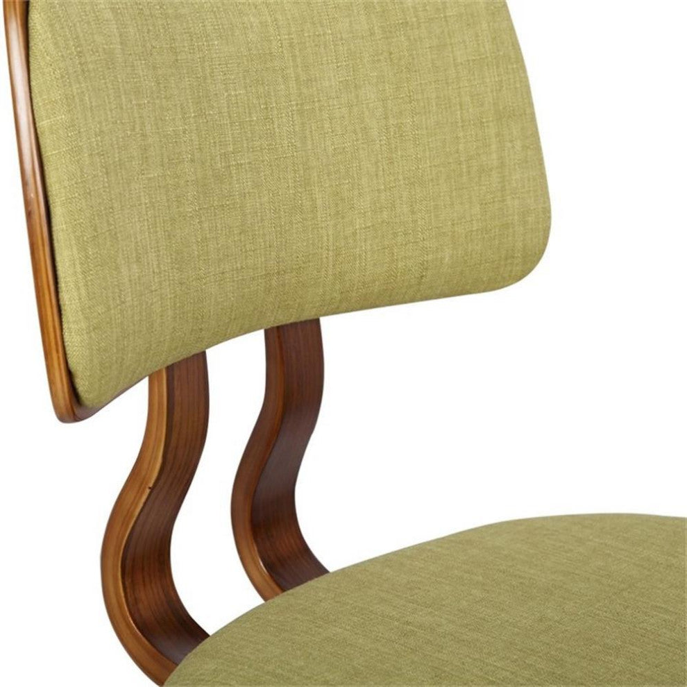 Armen Living Jaguar Modern Wood Dining Chair in Walnut Wood and Green
