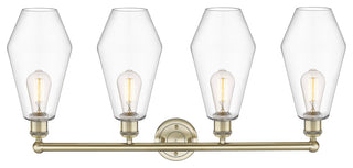 Cindyrella 4-Light 34" Bath Vanity Light, Antique Brass, Clear Shade
