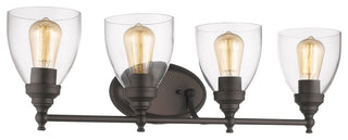 ELISSA Transitional 4 Light Rubbed Bronze Bath Vanity Light Clear Glass 30inches