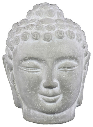 Cement Buddha Head With Rounded Ushnisha