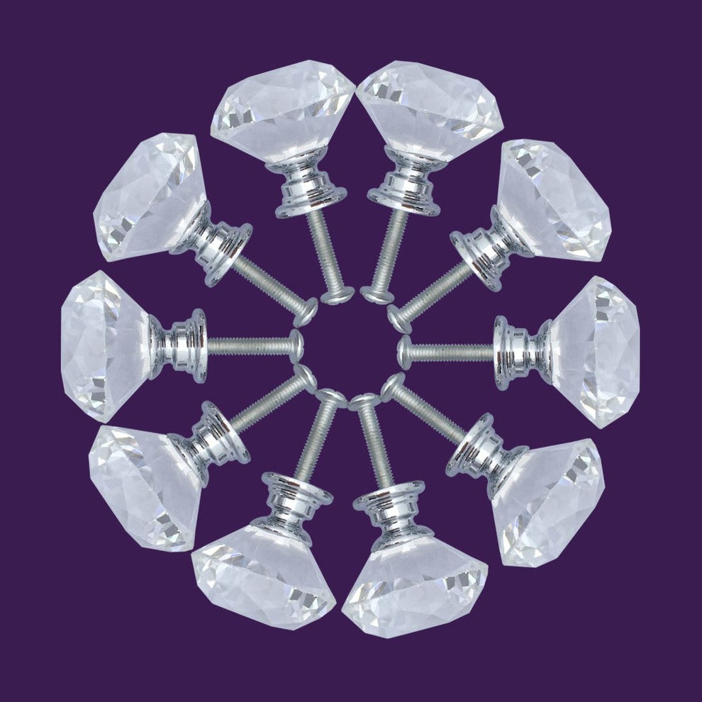 Clear Glass Cabinet Knobs 1.8 Inch Projection Mushroom 60 pcs
