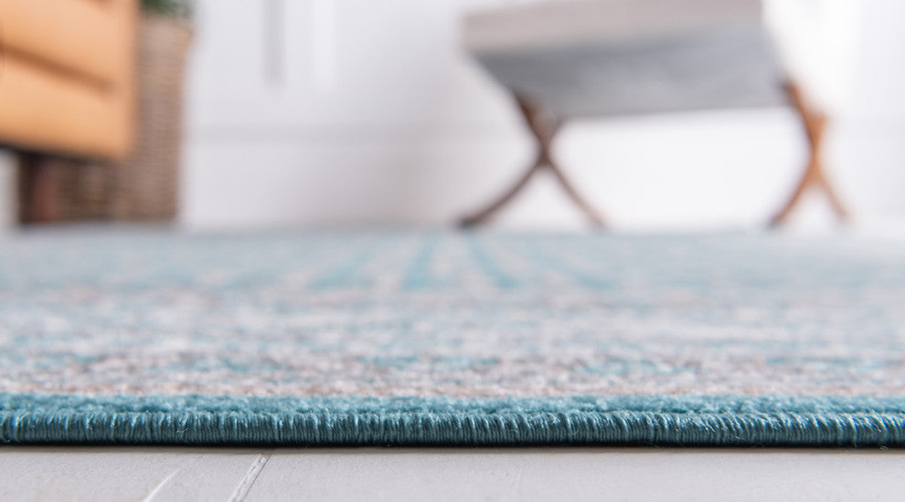 Unique Loom Teal Allover Williamsburg 4'x6' Area Rug