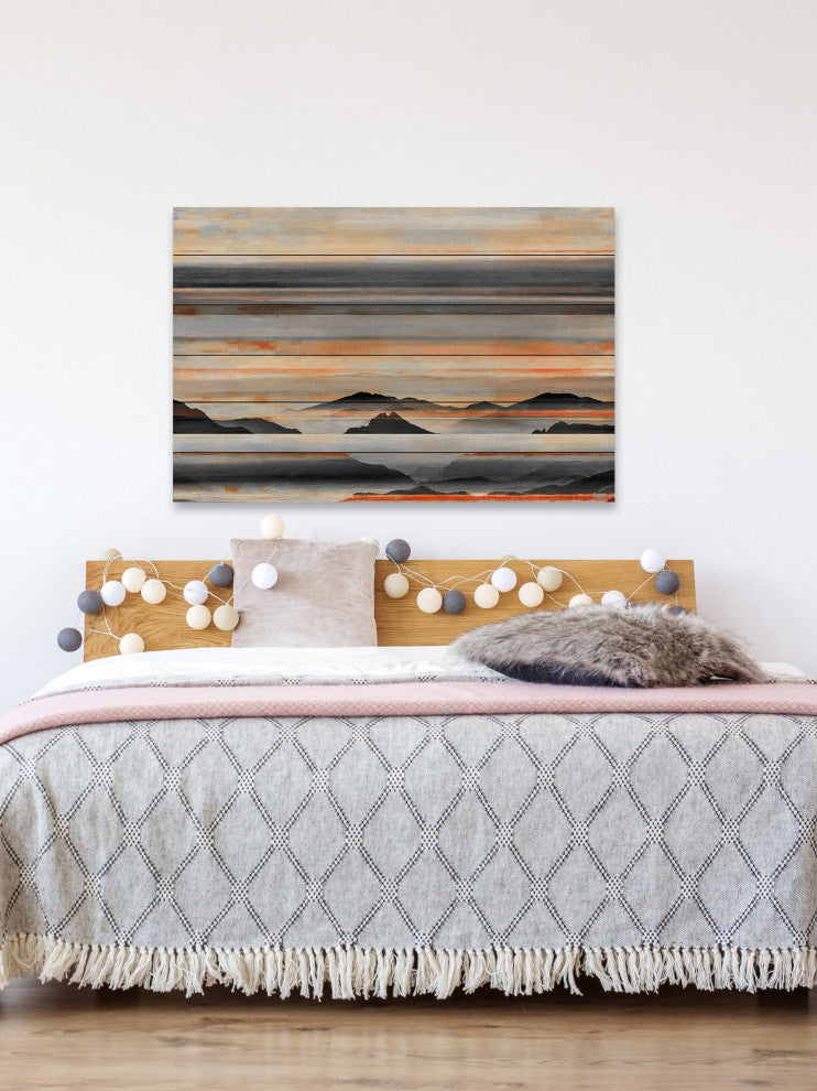 "Desert Mountains" Painting Print on White Wood, 24"x16"