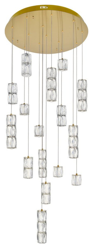 Paige LED Light Gold Pendant Clear Crystal