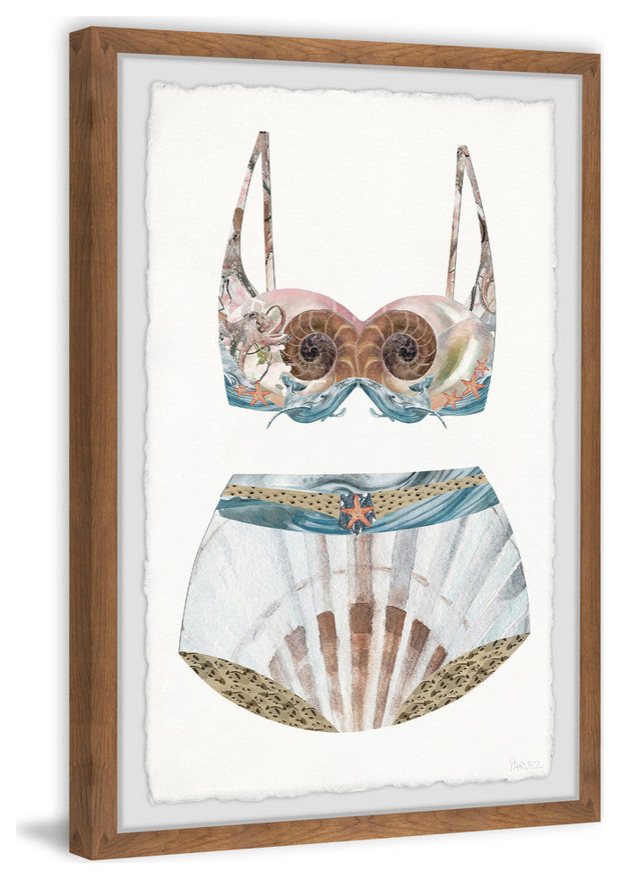 "Seashell Swimsuit" Framed Painting Print, 12"x18"