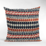 Plutus Red Blue Harmony Border Luxury Throw Pillow, 20"x30"