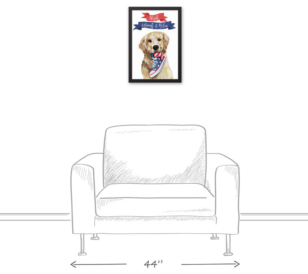 Red Woof and Blue Pup 13.73 x 19.73 Black Framed Canvas