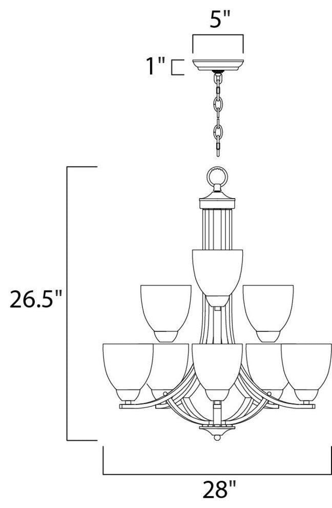Axis 9-Light Chandelier, Satin Nickel, Frosted