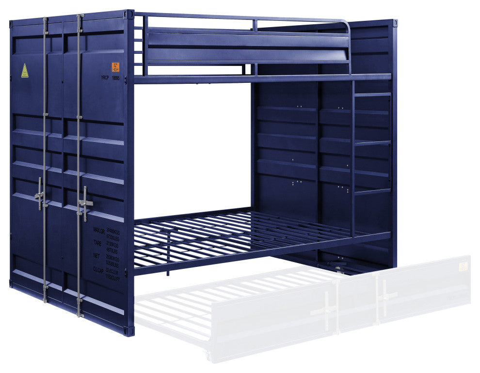 Lena Metal Bunk Bed, Tall, Blue, Full/Full