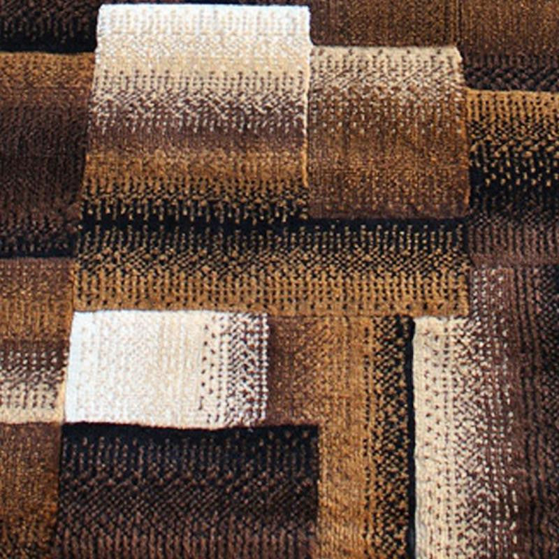 Elio Collection Color Blocked Area Rug, Chocolate, 2' X 7'