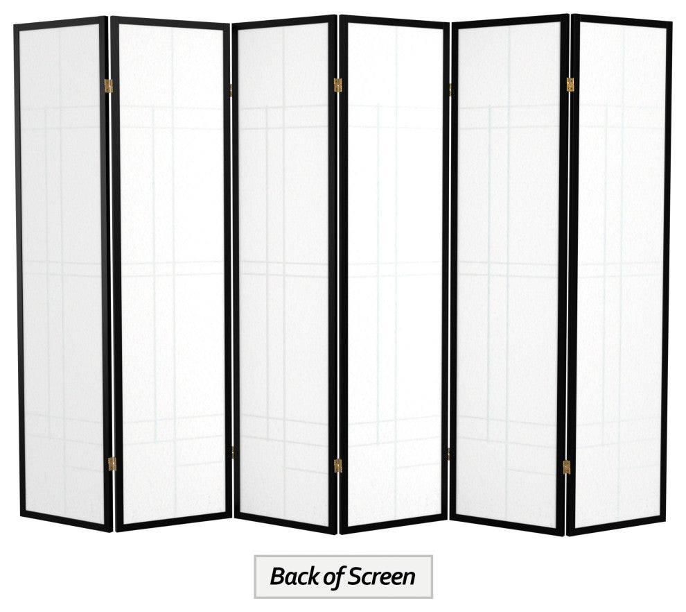 6' Tall Eudes Shoji Screen, Black, 6 Panels