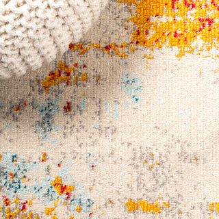 Sunset Modern Abstract Area Rug, Orange/Multi, 5 X 8