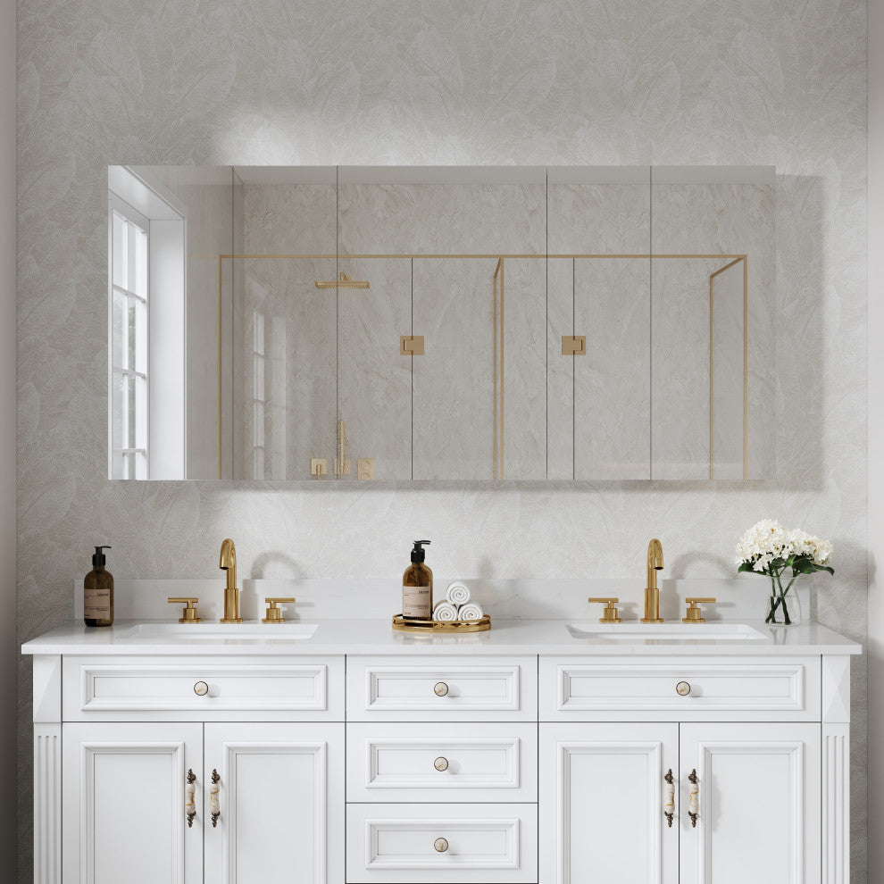 Recessed/Surface Mount Bathroom Medicine Cabinet, Reverse Installation, 64"x30"-