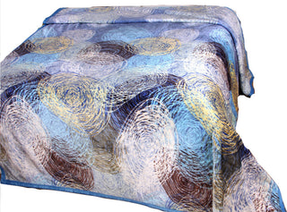 Concentric Swirls Reversible Fleece Flannel Blanket, Blue