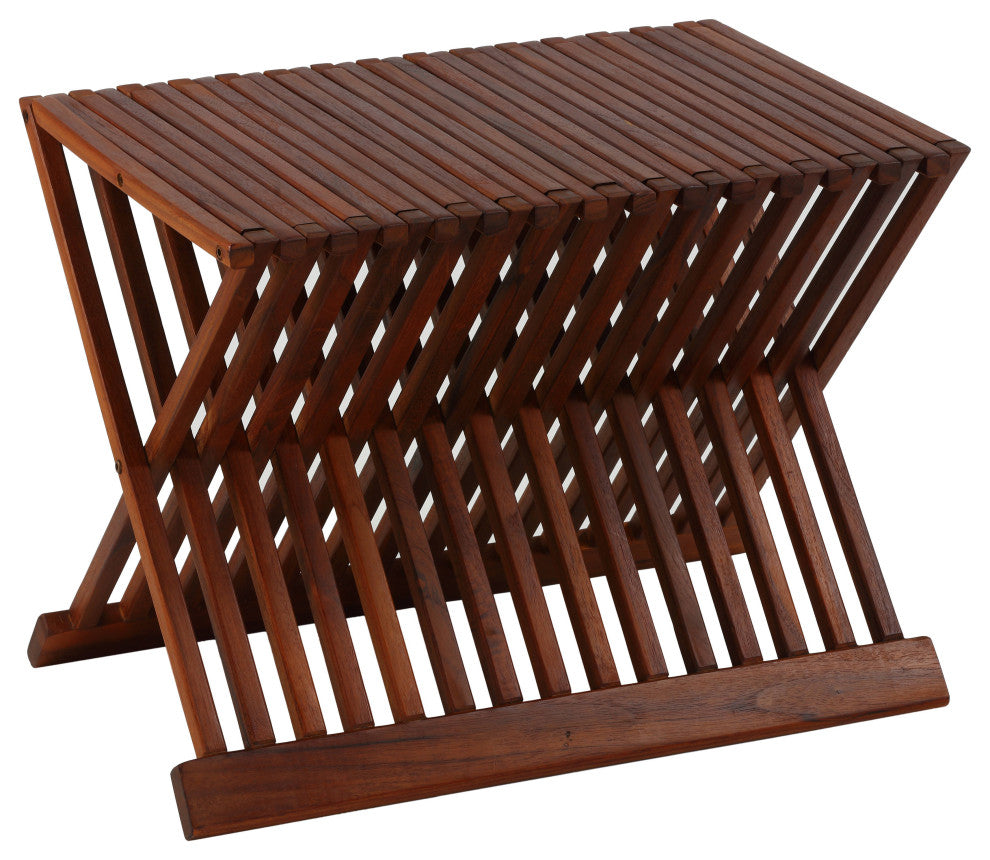 Felipa Folding Teak Accent Stool, 23"