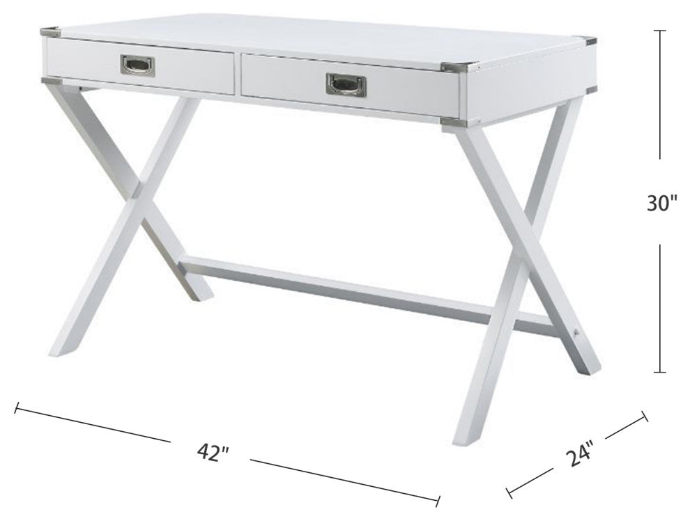 Writing Desk With 2 Drawers, White