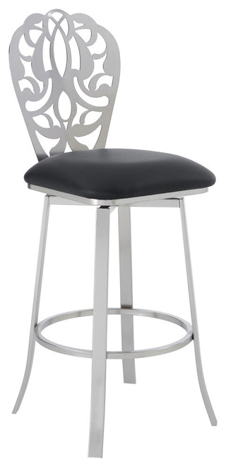 Cherie Contemporary 30" Bar Height Black Faux Leather Barstool