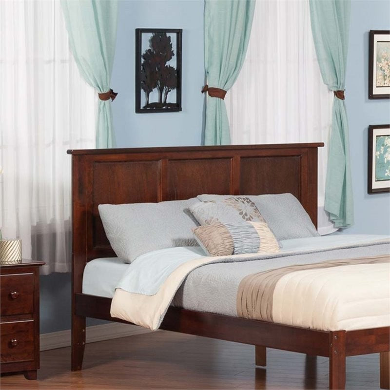 AFI Madison King Wood Panel Headboard with USB Charging Station in Walnut