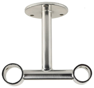 Double Ceiling Bracket for Curtain Rod, 1" and 3/4", Brushed Steel