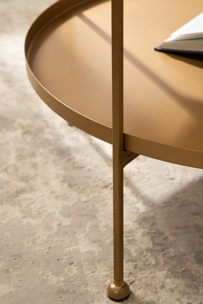 Nira Metal Coffee Table, Black/Gold 26" Diameter