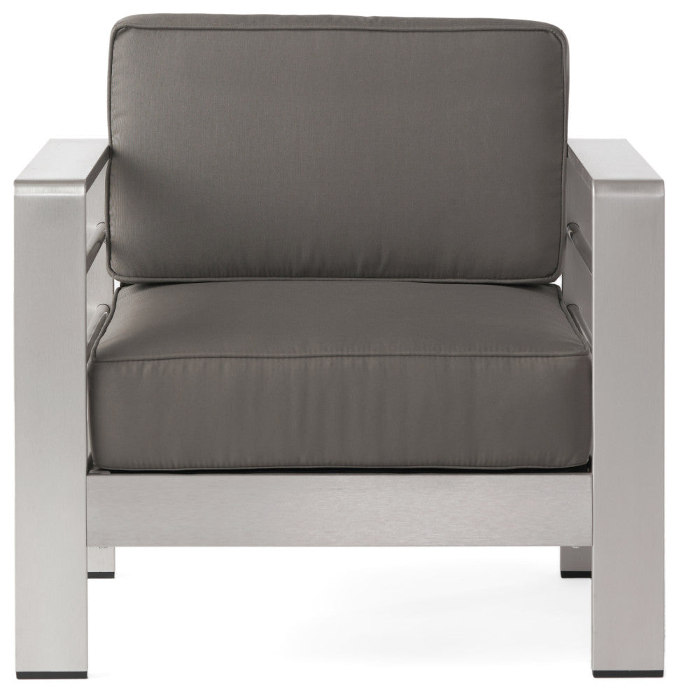 GDF Studio Emily Coral Outdoor 8-Seater Aluminum Sectional Set With Coffee Table