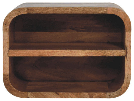 Oak-ish Floating Open Curve Nightstand