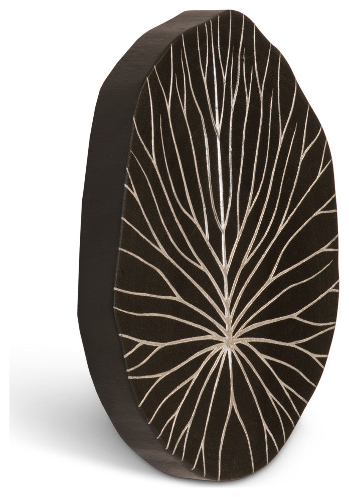 Rivulet Wall Tile, Chamcha Wood, Silver Leaf on Black