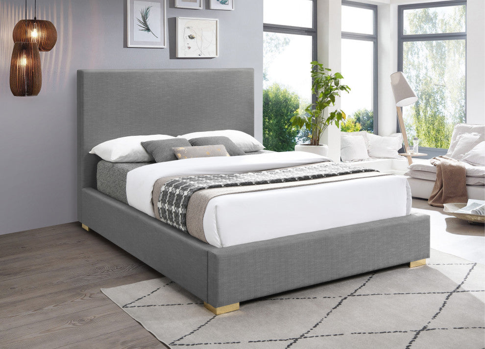 Crosby Linen Upholstered Bed, Gray, Full
