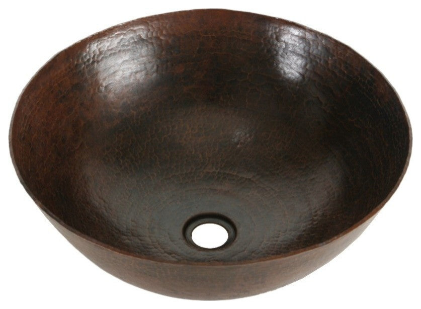 16" Espeso Redondo Copper Vessel Bathroom Sink by SoLuna, Rio Grande
