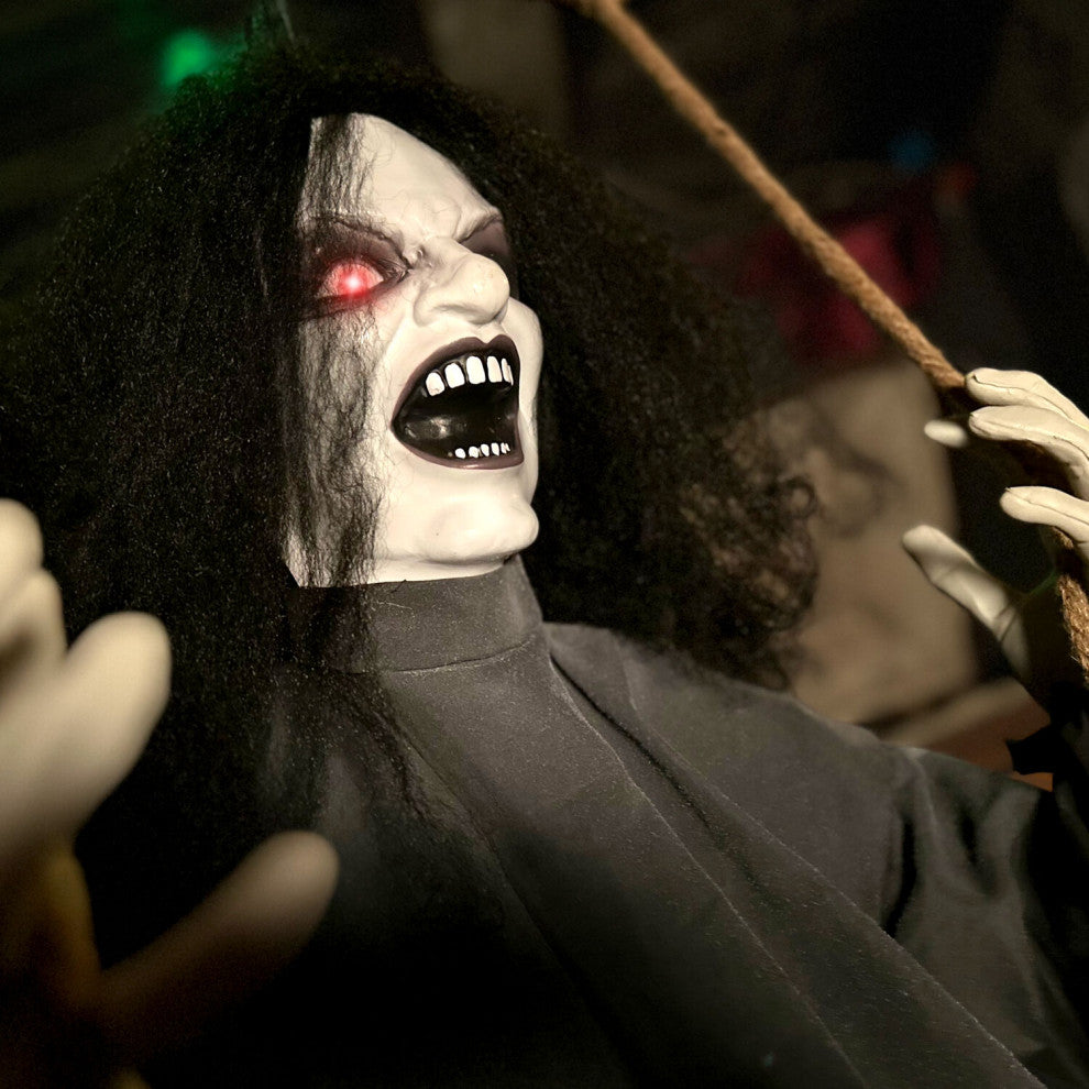 Animatronic Demon Woman on Swing, Lights and Sound