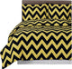 Chevron Printed 100% Cotton Duvet Cover Set, Gold and Black, King/Cal King