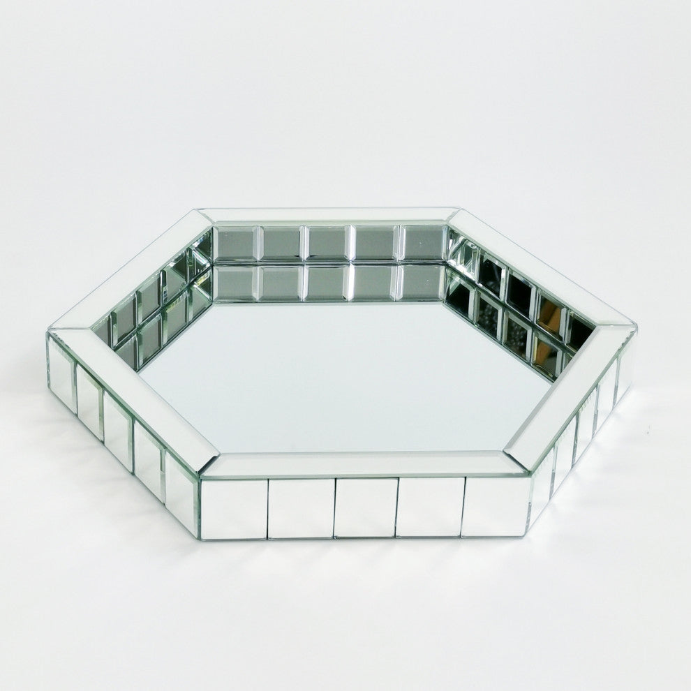 Hexagon Beveled Mirror Tray