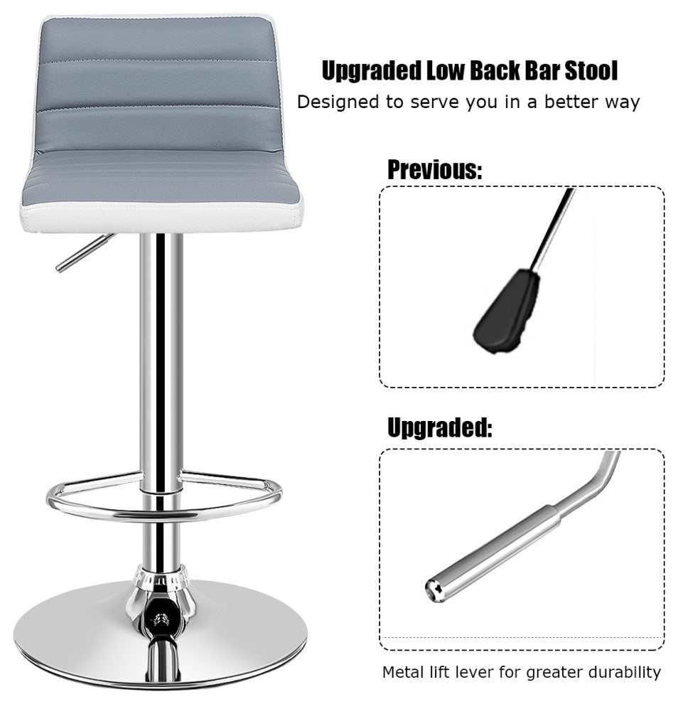 Costway Set of 2 Bar Stools Adjustable PU Leather Swivel Pub Chairs Armless