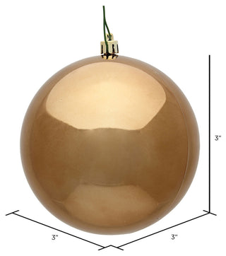 Vickerman 3" Mocha Shiny Ball Ornament, 12 per Bag