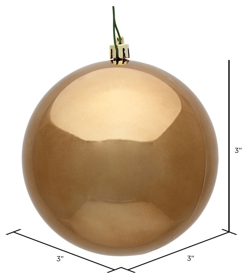 Vickerman 3" Mocha Shiny Ball Ornament, 12 per Bag