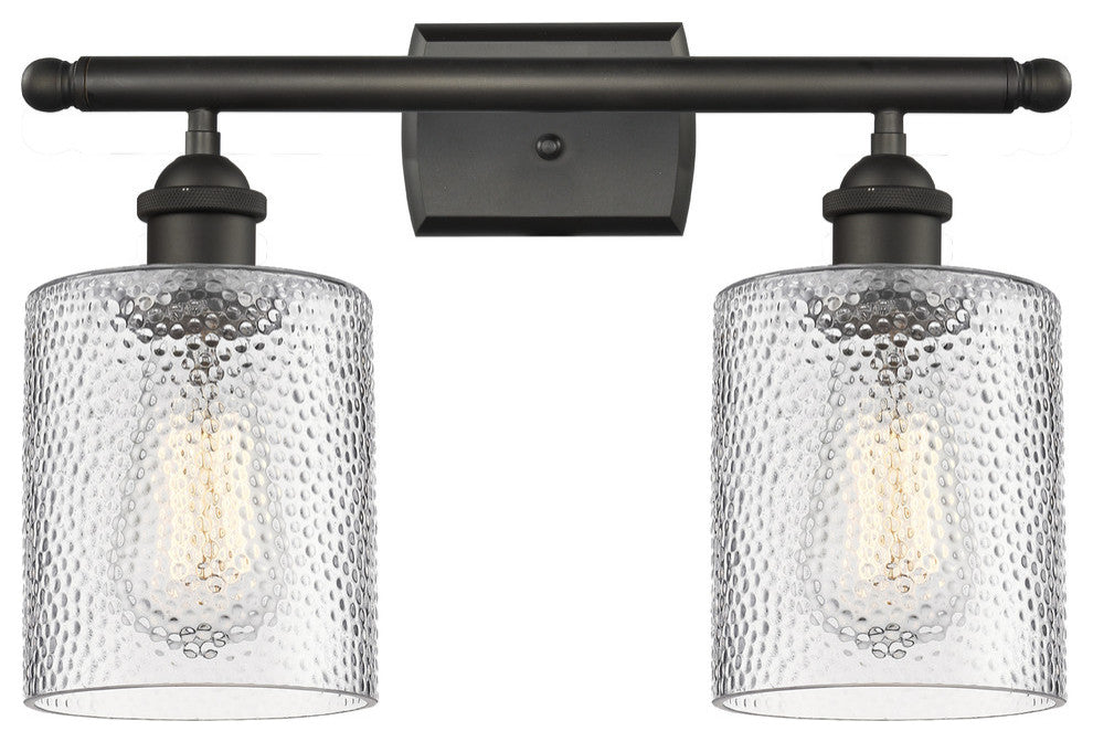 Cobbleskill 2-Light LED Bath Fixture, Oil Rubbed Bronze, Glass: Clear