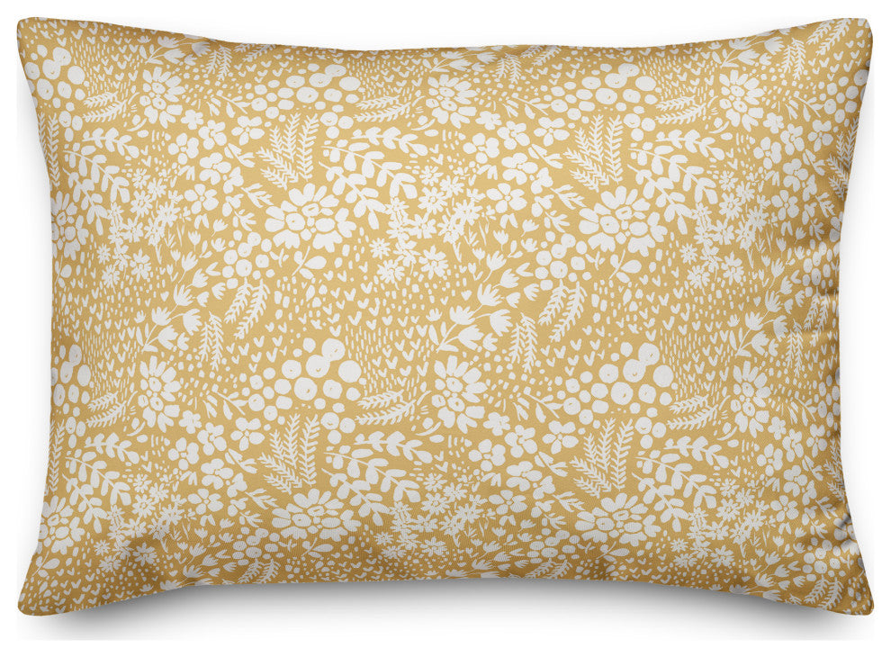 Yellow Dainty Floral 20x14 Spun Poly Pillow