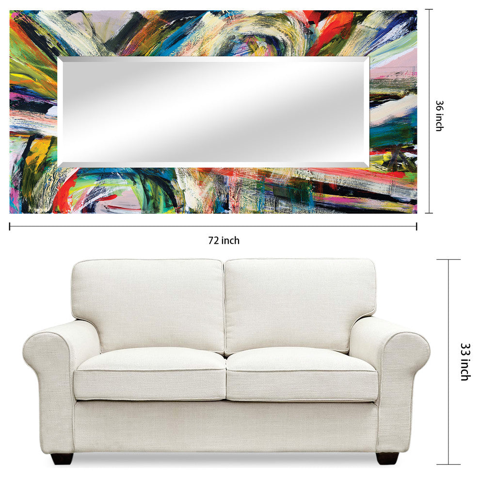 "Rock Star I" Rectangular Beveled Mirror on Printed Abstract Tempered Art Glass