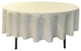 LA Linen Round Polyester Poplin, Ivory, 90" Round