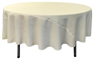 LA Linen Round Polyester Poplin, Ivory, 90" Round