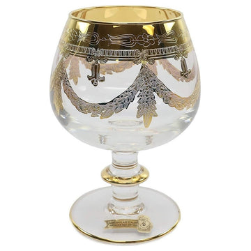 Interglass Italy 2pc Luxury Crystal Glasses, Vintage Design Gold-Plated (Cognac)