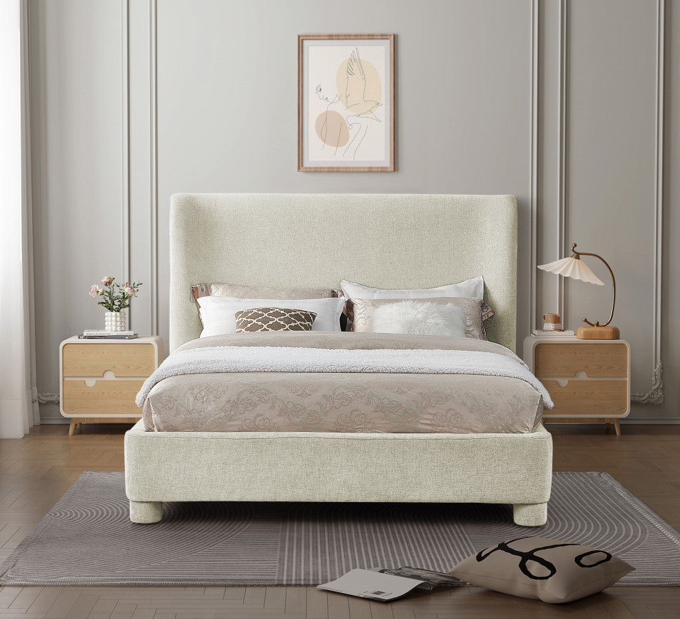 Penny Bed, Cream, Queen, Chenille Fabric