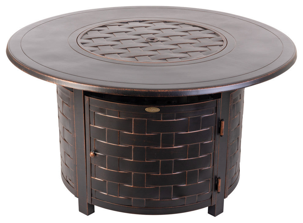Perissa Woven Round Cast Aluminum LPG Fire Pit